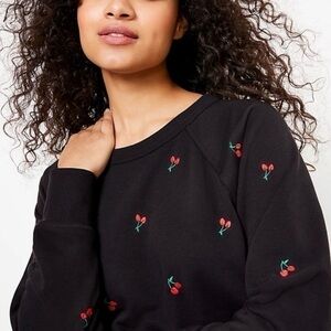 Lou & Grey Cherry Terry Black Sweatshirt Taylor Swift Crew Size Medium